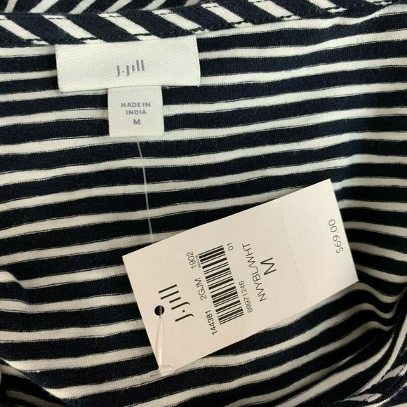 J Jill Lace Sleeve Striped Tunic Top Blue NWT - Picture 8 of 10